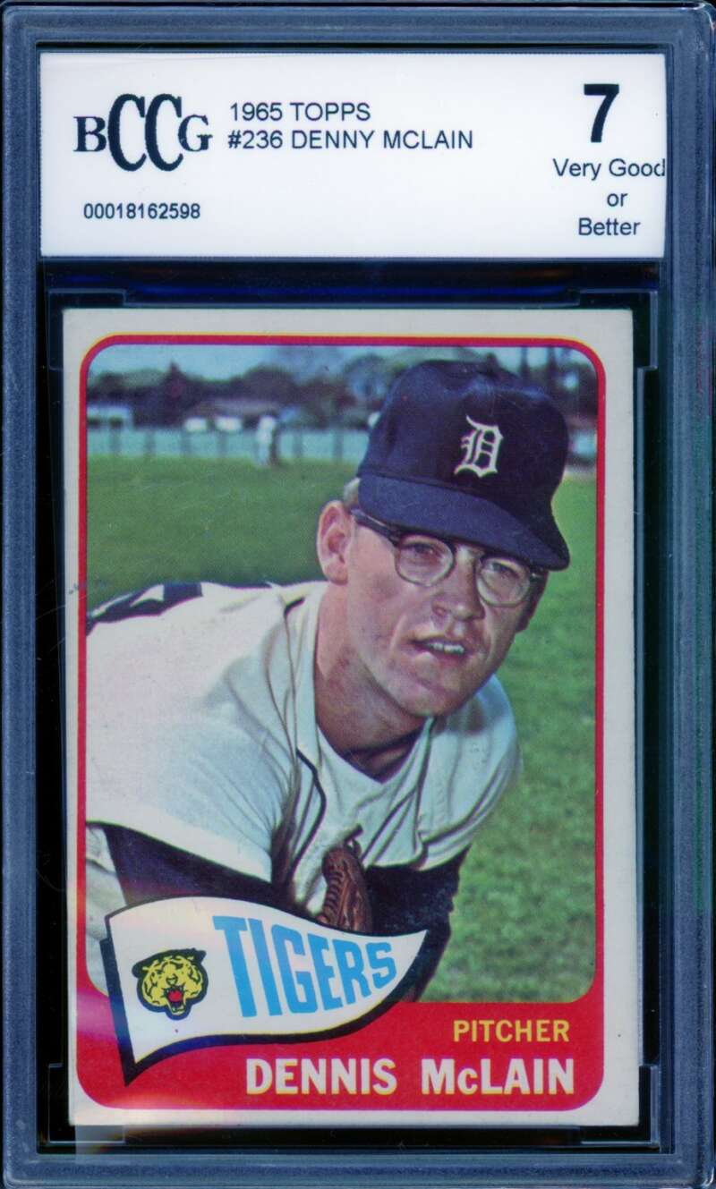 1965 Topps #236 Denny McLain Rookie Card BGS BCCG 7 Very Good+ Image 1