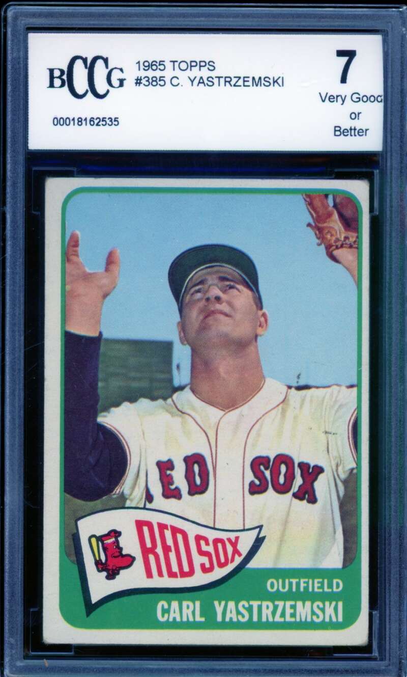1965 Topps #385 Carl Yastrzemski Card BGS BCCG 7 Very Good+ Image 1