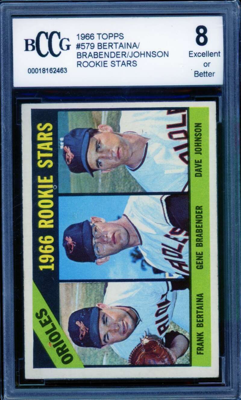 1966 Topps #579 Bertaina/Brabender/Johnson Rookie Card BGS BCCG 8 Excellent+ Image 1