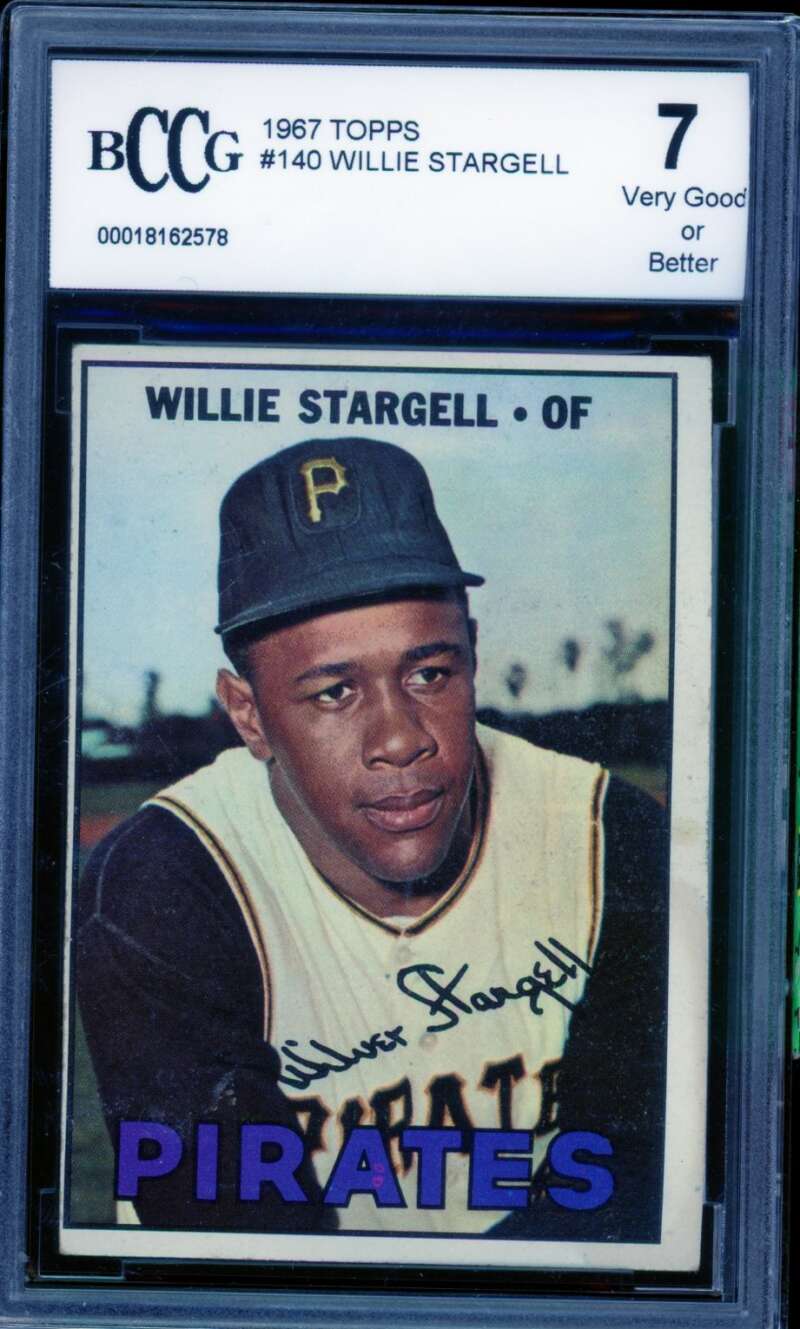 1967 Topps #140 Willie Stargell Card BGS BCCG 7 Very Good+ Image 1