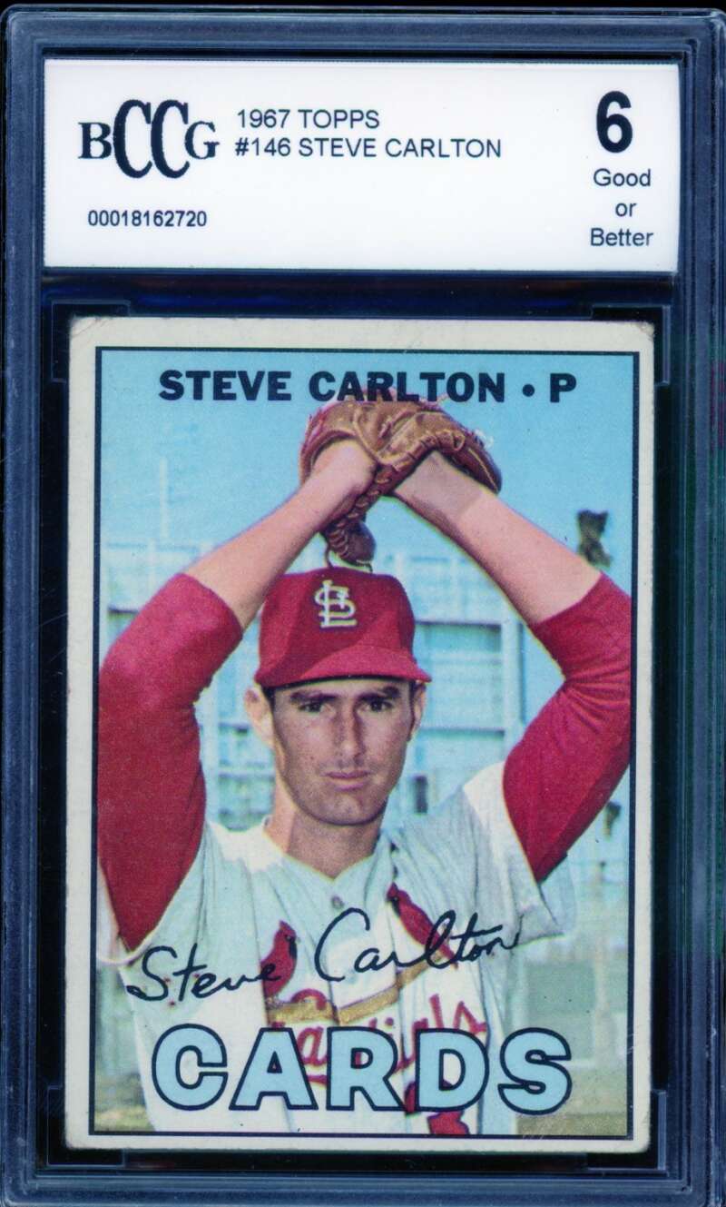 1967 Topps #146 Steve Carlton Card BGS BCCG 6 Good+ Image 1
