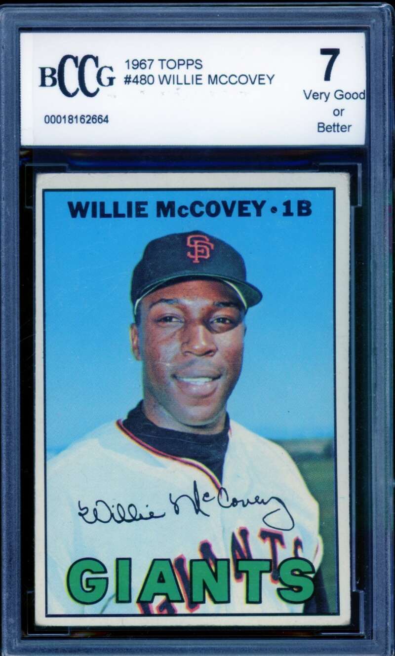 1967 Topps #480 Willie McCovey Card BGS BCCG 7 Very Good+ Image 1