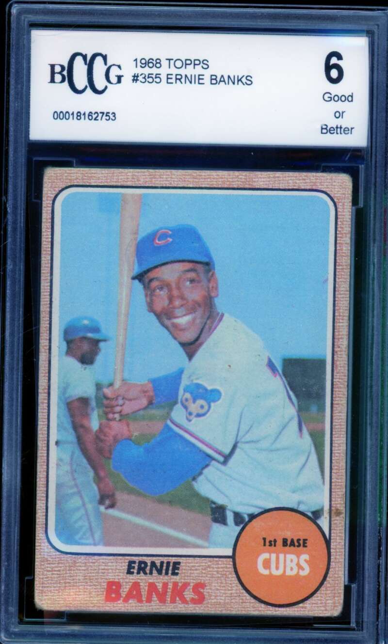 1968 Topps #355 Ernie Banks Card BGS BCCG 6 Good+ Image 1