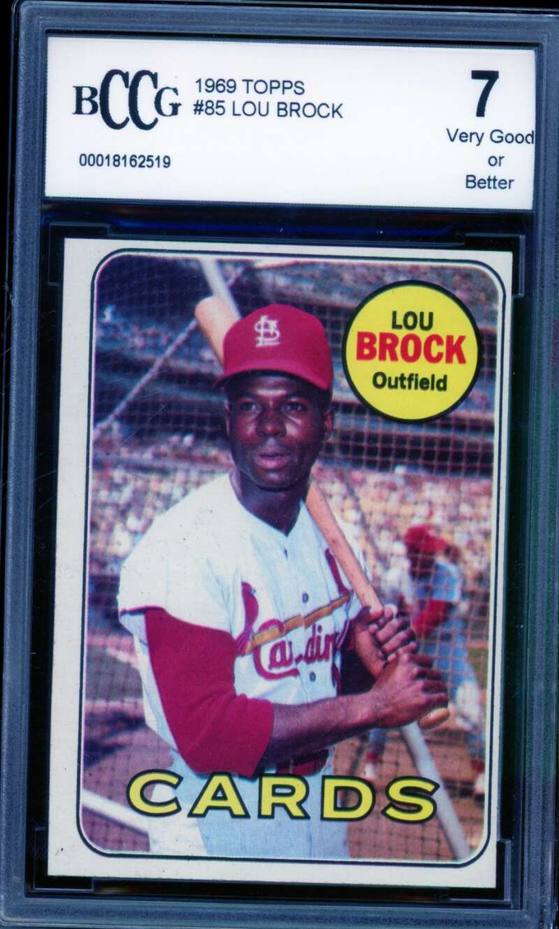 1969 Topps #85 Lou Brock Card BGS BCCG 7 Very Good+ Image 1