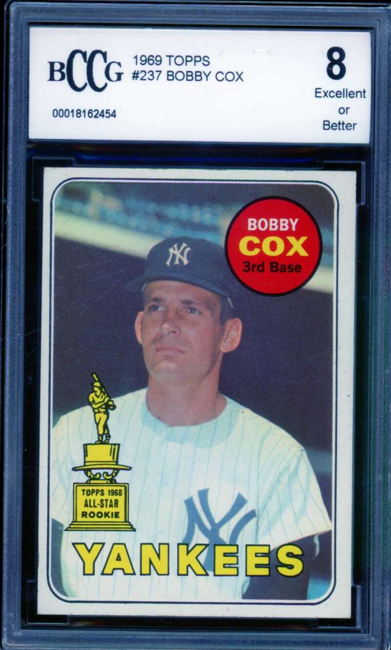 1969 Topps #237 Bobby Cox Rookie Card BGS BCCG 8 Excellent+ Image 1