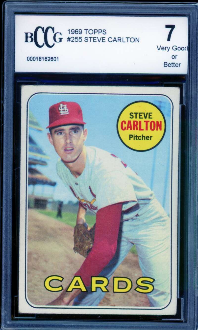 1969 Topps #255 Steve Carlton Card BGS BCCG 7 Very Good+ Image 1