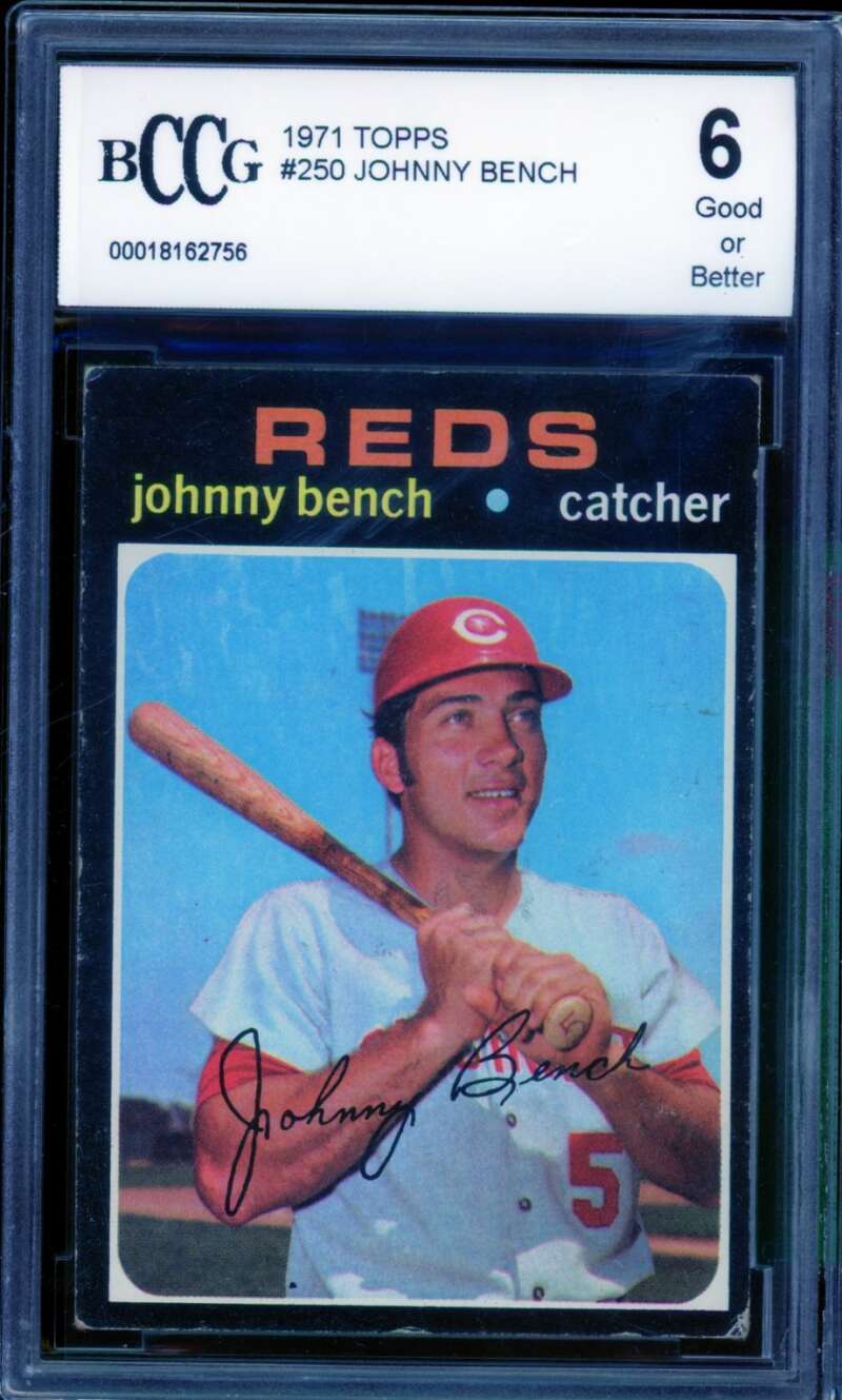 1971 Topps #250 Johnny Bench Card BGS BCCG 6 Good+ Image 1