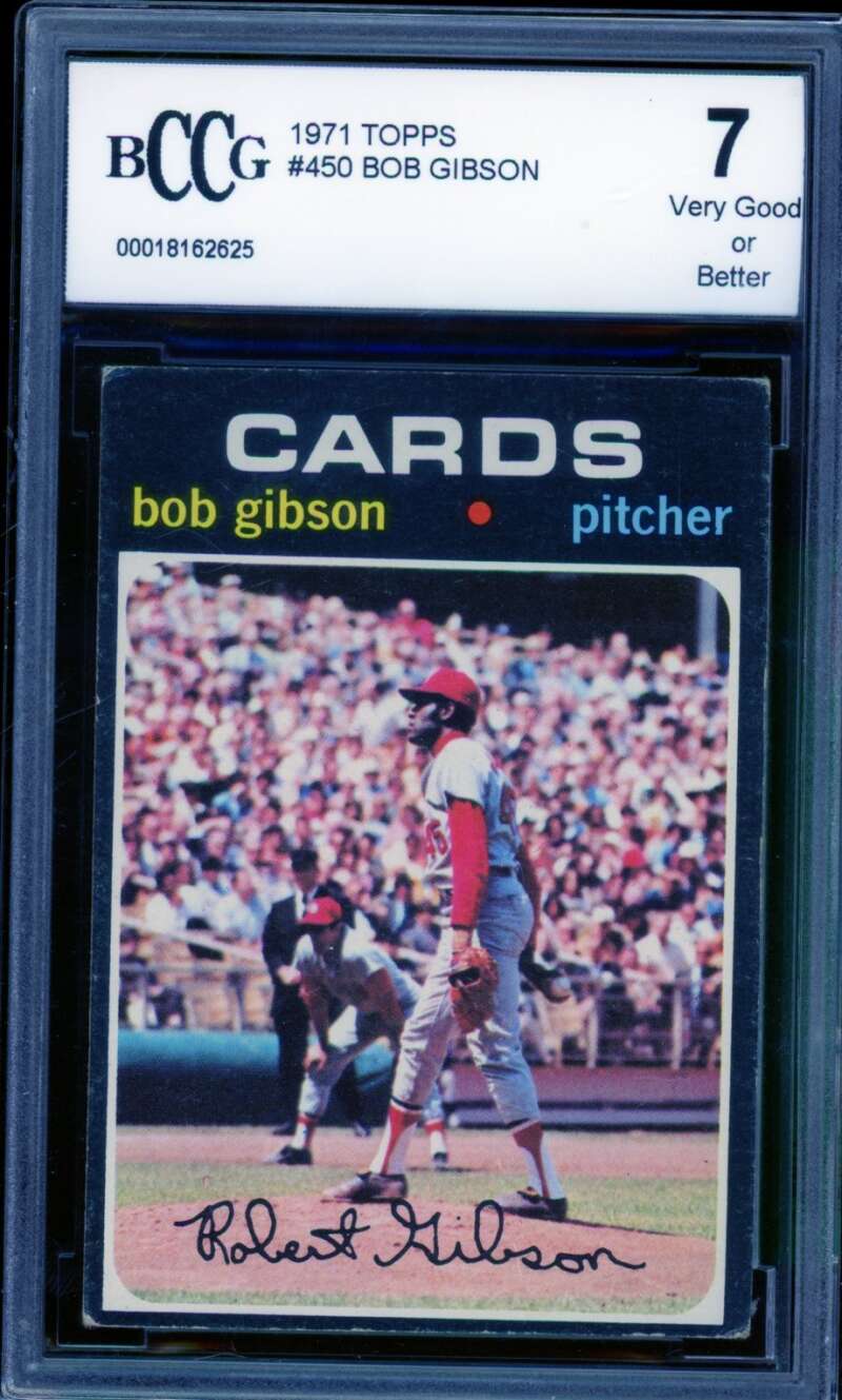 1971 Topps #450 Bob Gibson Card BGS BCCG 7 Very Good+ Image 1