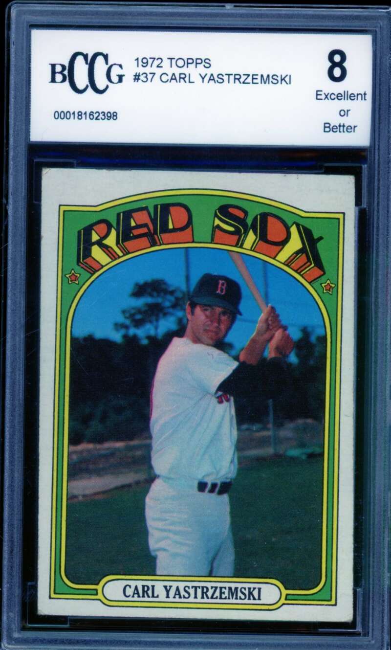 1972 Topps #37 Carl Yastrzemski Card BGS BCCG 8 Excellent+ Image 1