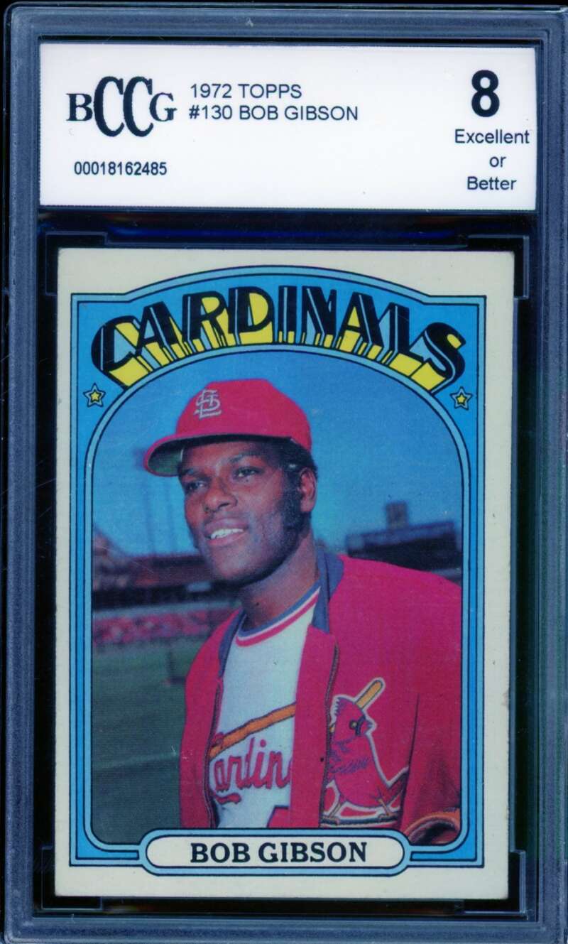 1972 Topps #130 Bob Gibson Card BGS BCCG 8 Excellent+ Image 1