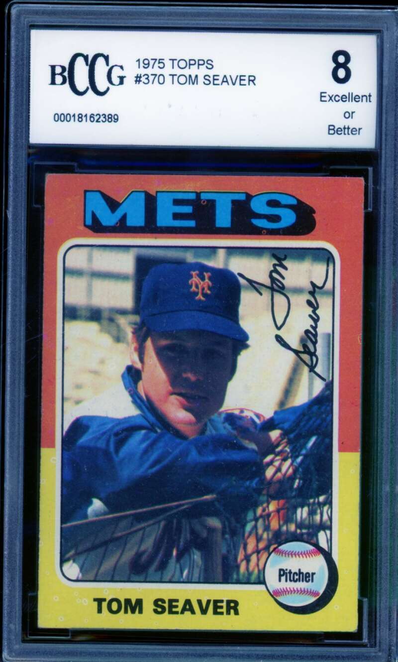 1975 Topps #370 Tom Seaver Card BGS BCCG 8 Excellent+ Image 1