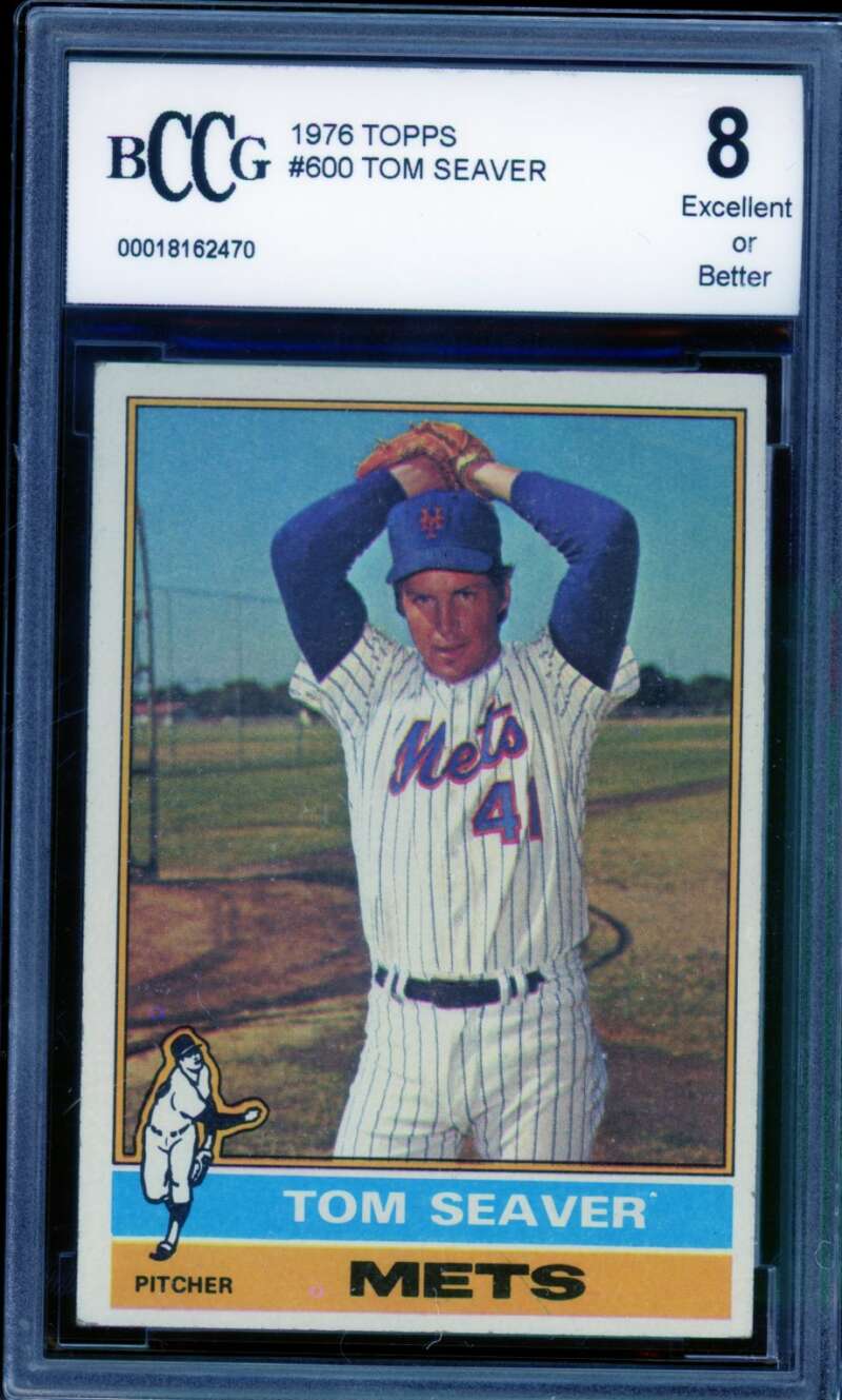 1976 Topps #600 Tom Seaver Card BGS BCCG 8 Excellent+ Image 1