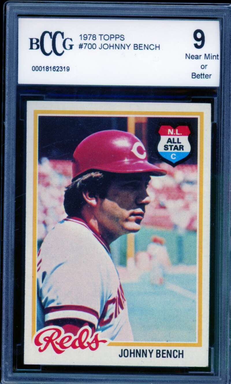 1978 Topps #700 Johnny Bench Card BGS BCCG 9 Near Mint+ Image 1