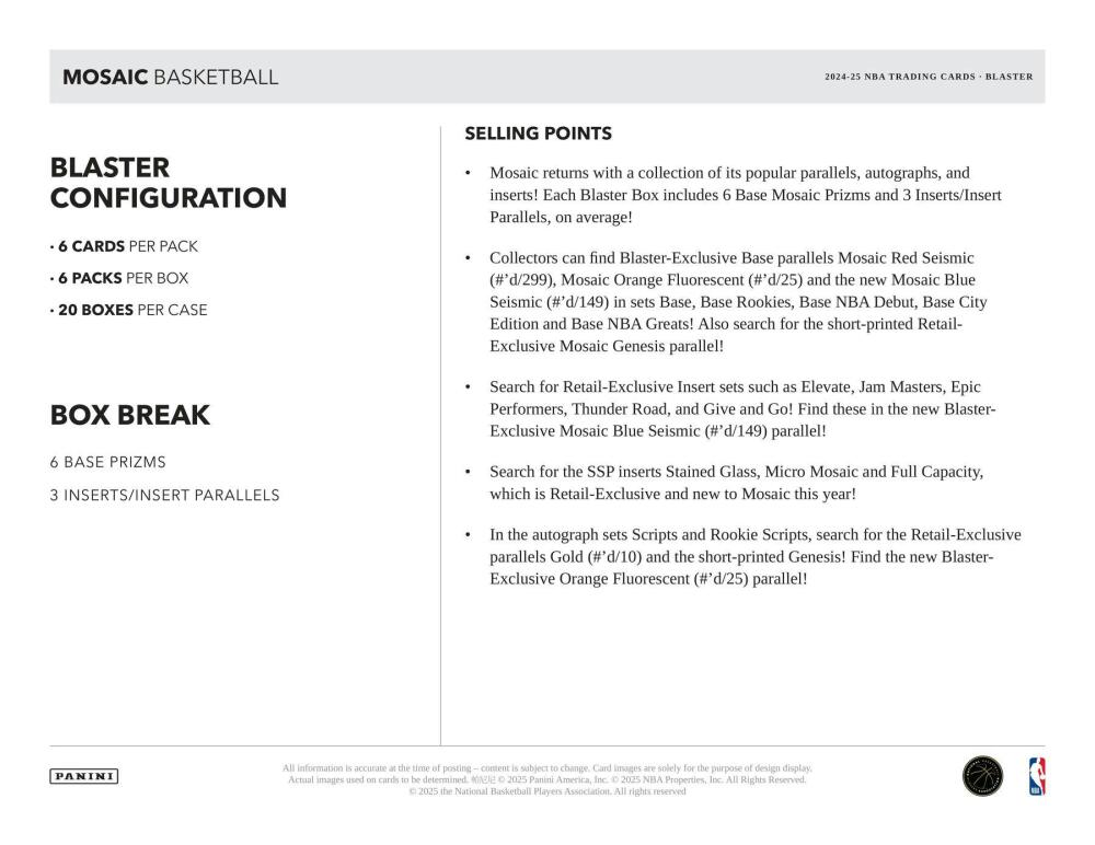 2024-25 Panini Mosaic Basketball 6-Pack Blaster Box Image 6