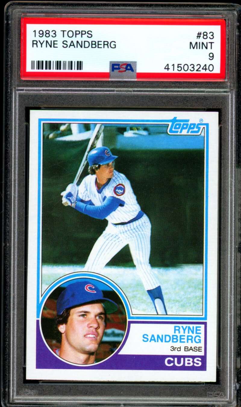 Ryne Sandberg Rookie Card 1983 Topps #83 PSA 9 Image 1