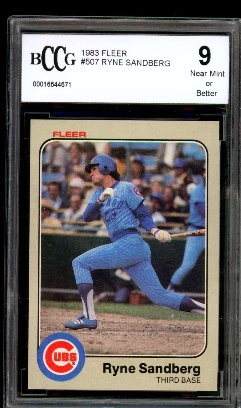 Ryne Sandberg Rookie Card 1983 Fleer #507 BGS BCCG 9 Image 1