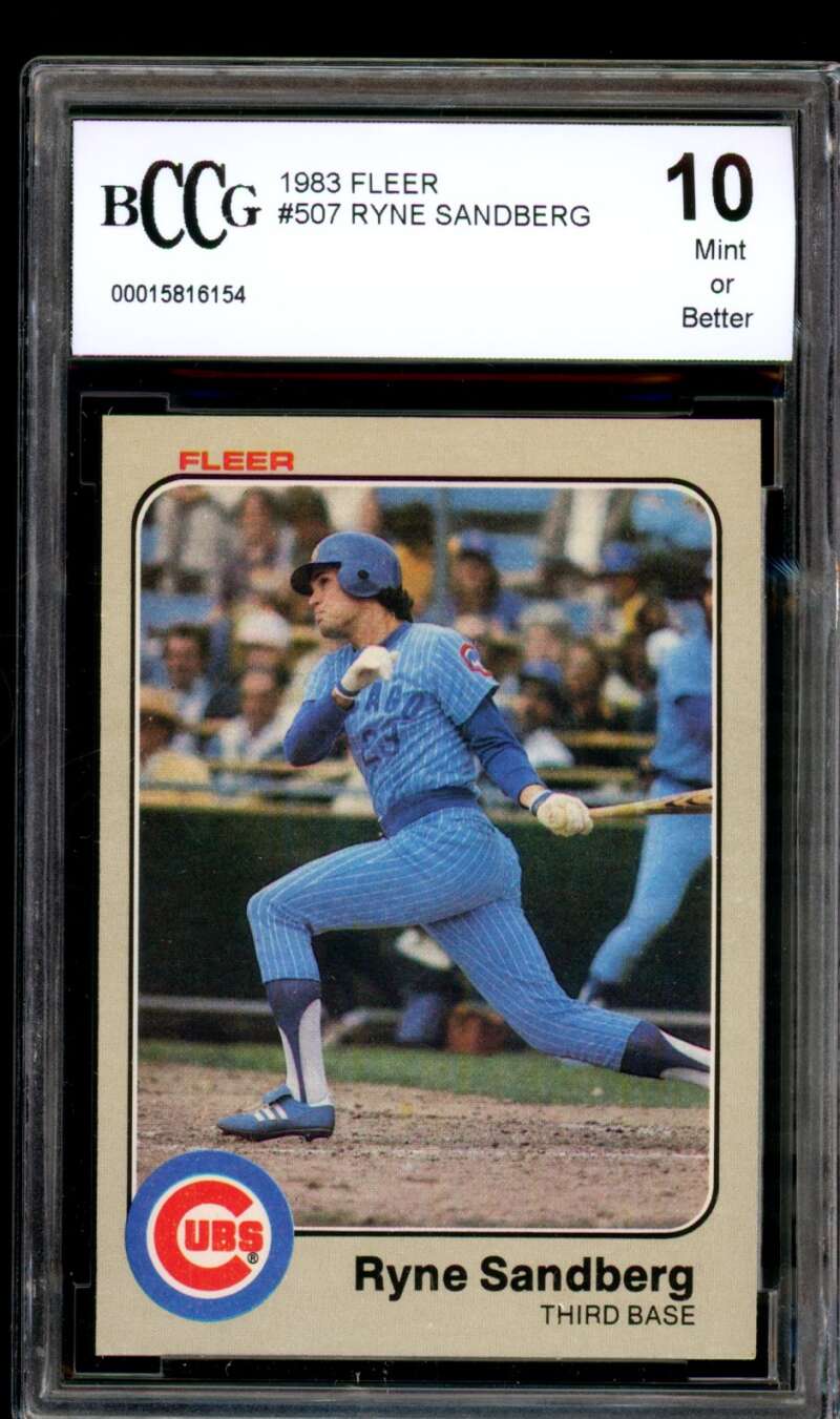 Ryne Sandberg Rookie Card 1983 Fleer #507 BGS BCCG 10 (holder imperfection) Image 1
