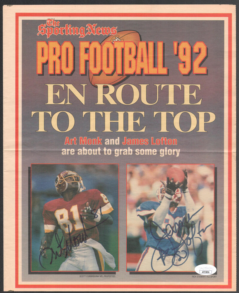 Art Monk James Lofton Signed Autographed Sporting News Newspaper JSA Authentic Image 1