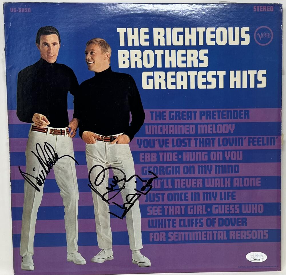 Bill Bobby Medley Righteous Brothers Signed Autograph Vinyl Record JSA Authentic Image 1