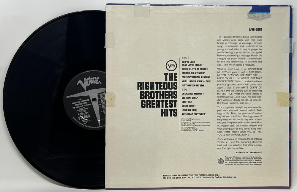 Bill Bobby Medley Righteous Brothers Signed Autograph Vinyl Record JSA Authentic Image 2