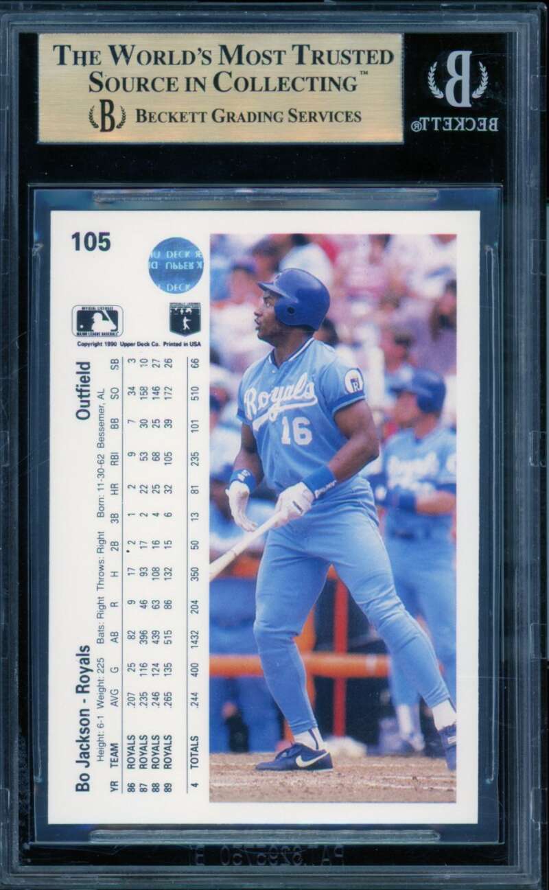 Bo Jackson Card 1990 Upper Deck #105 BGS 9.5 Image 2