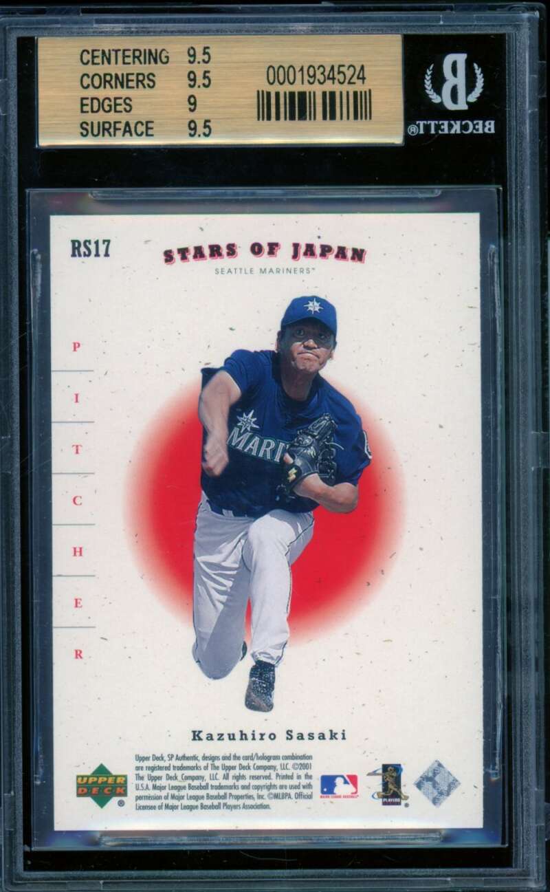Ichiro Suzuki Rookie Card 2001 SP Authentic Stars Of Japan #RS17 BGS 9.5 Image 2