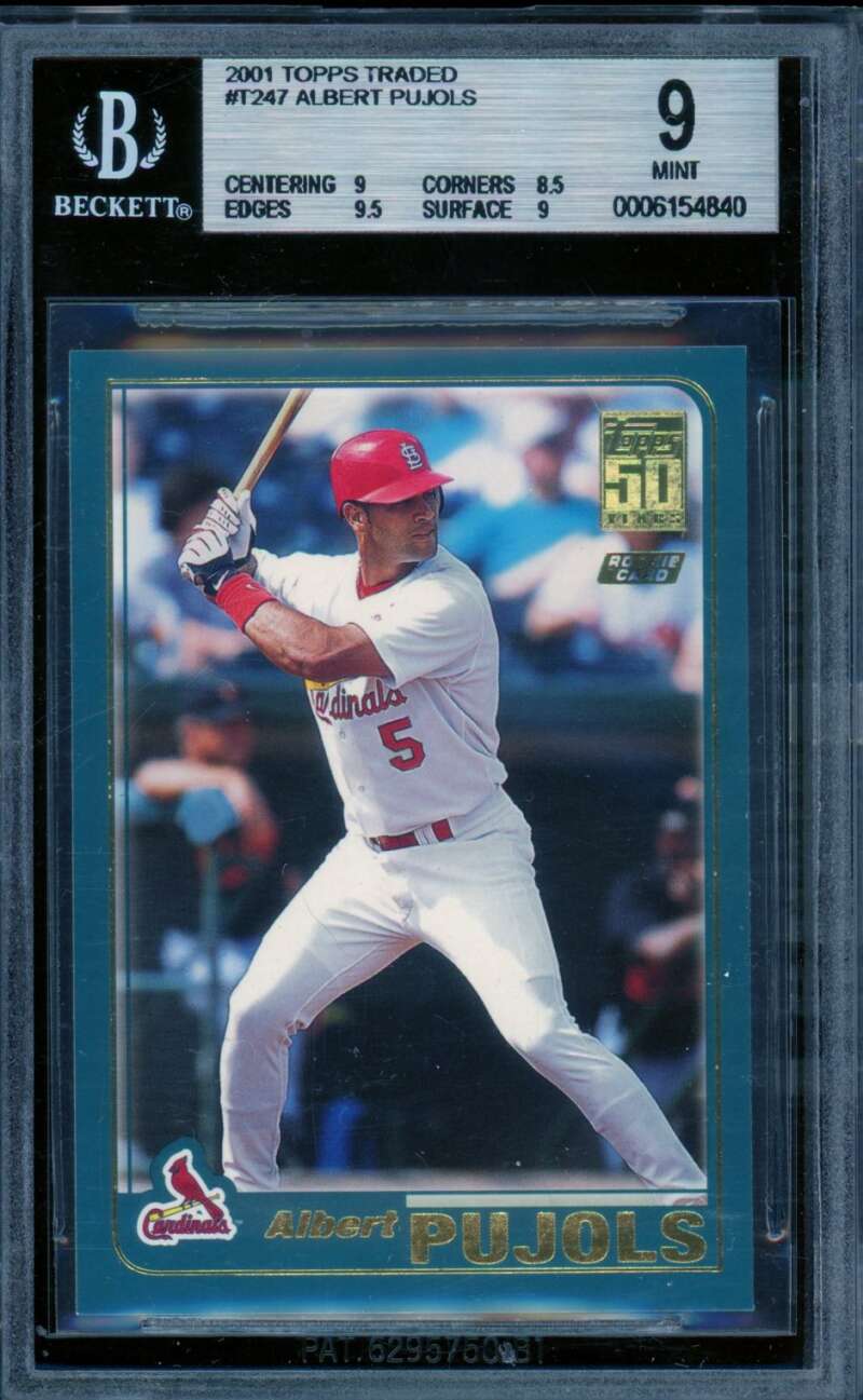 Albert Pujols Rookie Card 2001 Topps Traded #T247 BGS 9 Image 1