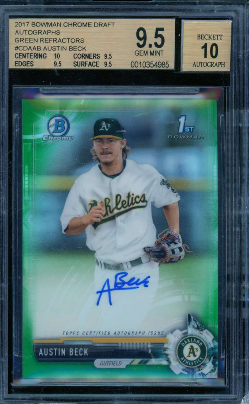 Austin Beck Rookie 2017 Bowman Chrome Draft Autographs Green Ref #Cdaab BGS 9.5 Image 1