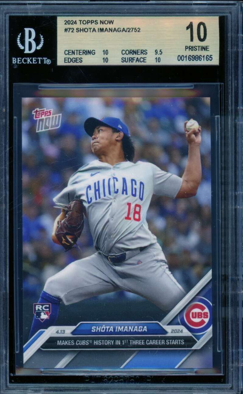 Shota Imanaga Rookie Card 2024 Topps Now #72 (PRISTINE) BGS 10 Image 1