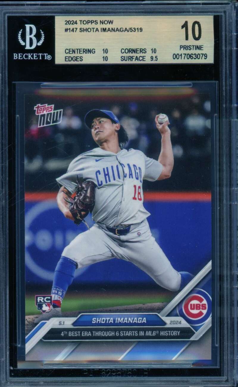 Shota Imanaga Rookie Card 2024 Topps Now #147 (PRISTINE) BGS 10 Image 1