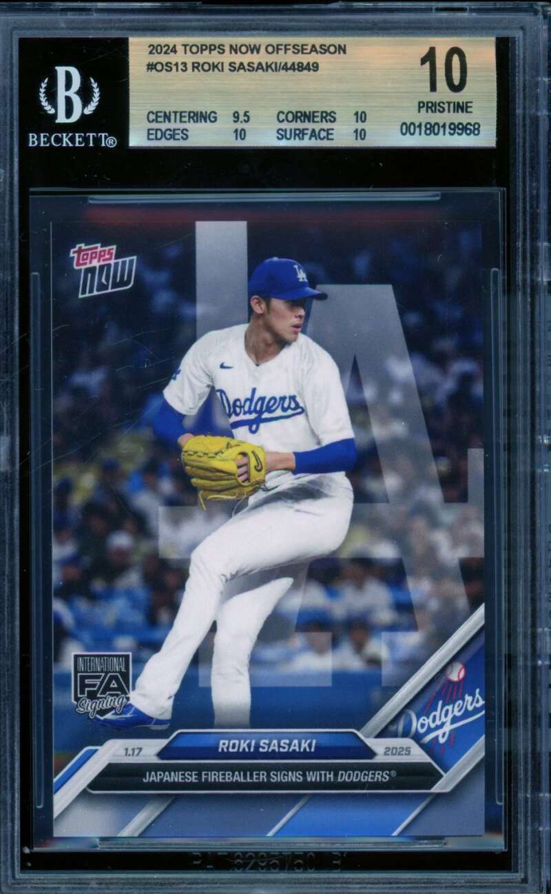 Roki Sasaki Card 2024 Topps Now #Os13 (PRISTINE) BGS 10 Image 1