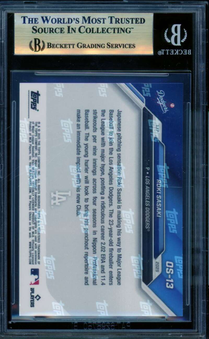Roki Sasaki Card 2024 Topps Now #Os13 (PRISTINE) BGS 10 Image 2