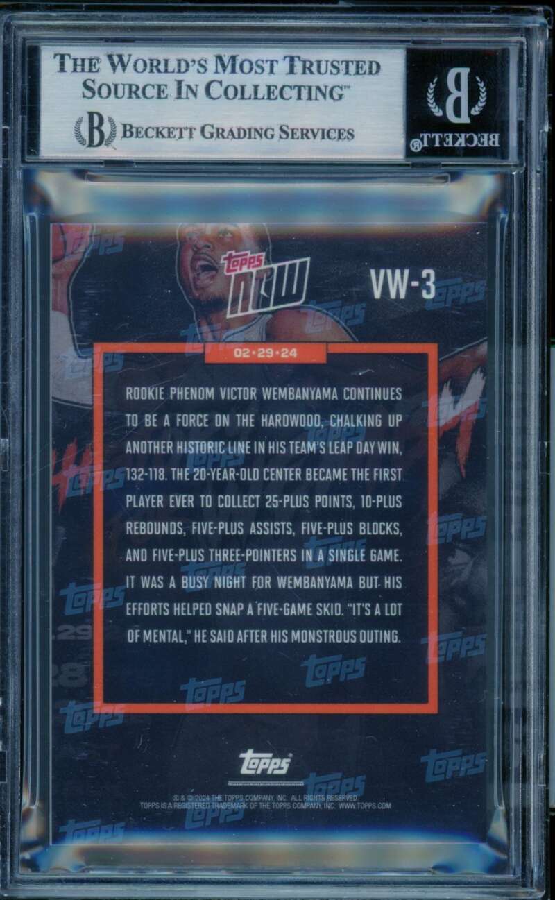 Victor Wembanyama Rookie Card 2023-24 Topps Now #Vw3 BGS 9 Image 2