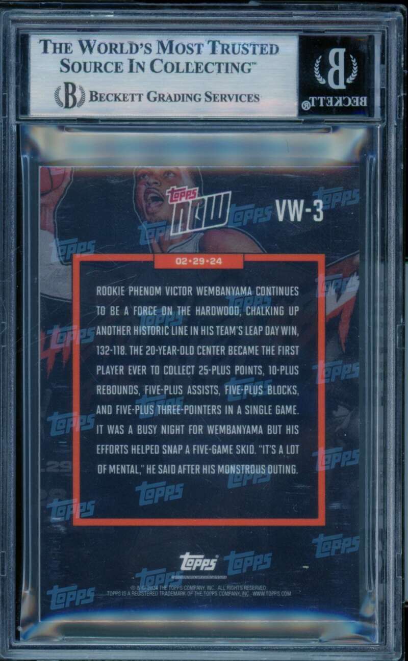 Victor Wembanyama Rookie Card 2023-24 Topps Now #Vw3 BGS 9 Image 2
