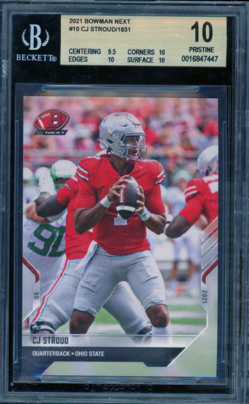 C.J. Stroud Rookie Card 2021 Bowman Next #10 (PRISTINE) BGS 10 Image 1