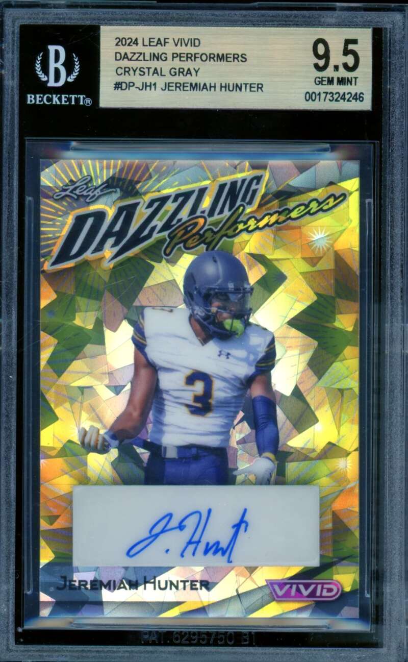 Jeremiah Hunter 2024 Leaf Vivid Dazzling Performers Crystal Gray #11 BGS 9.5 Image 1