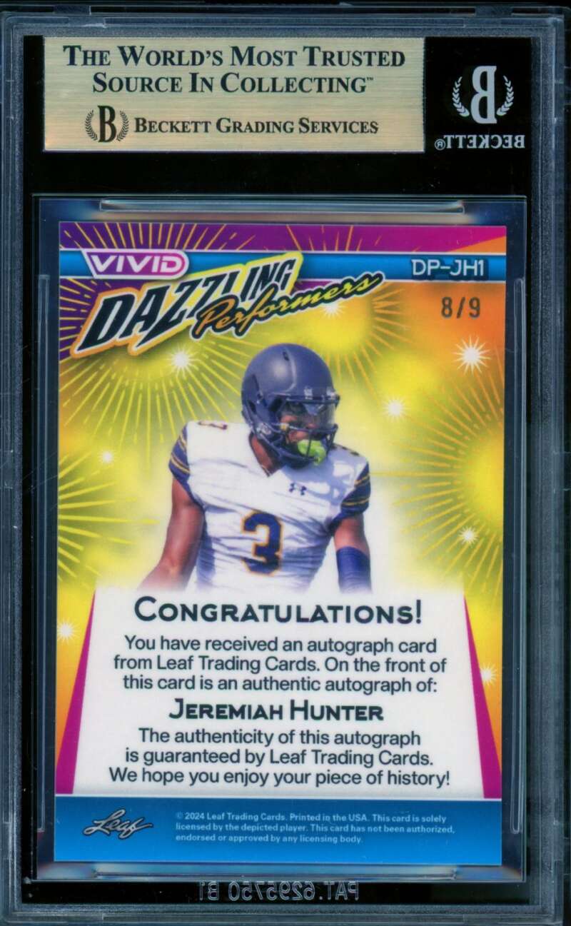 Jeremiah Hunter 2024 Leaf Vivid Dazzling Performers Crystal Gray #11 BGS 9.5 Image 2