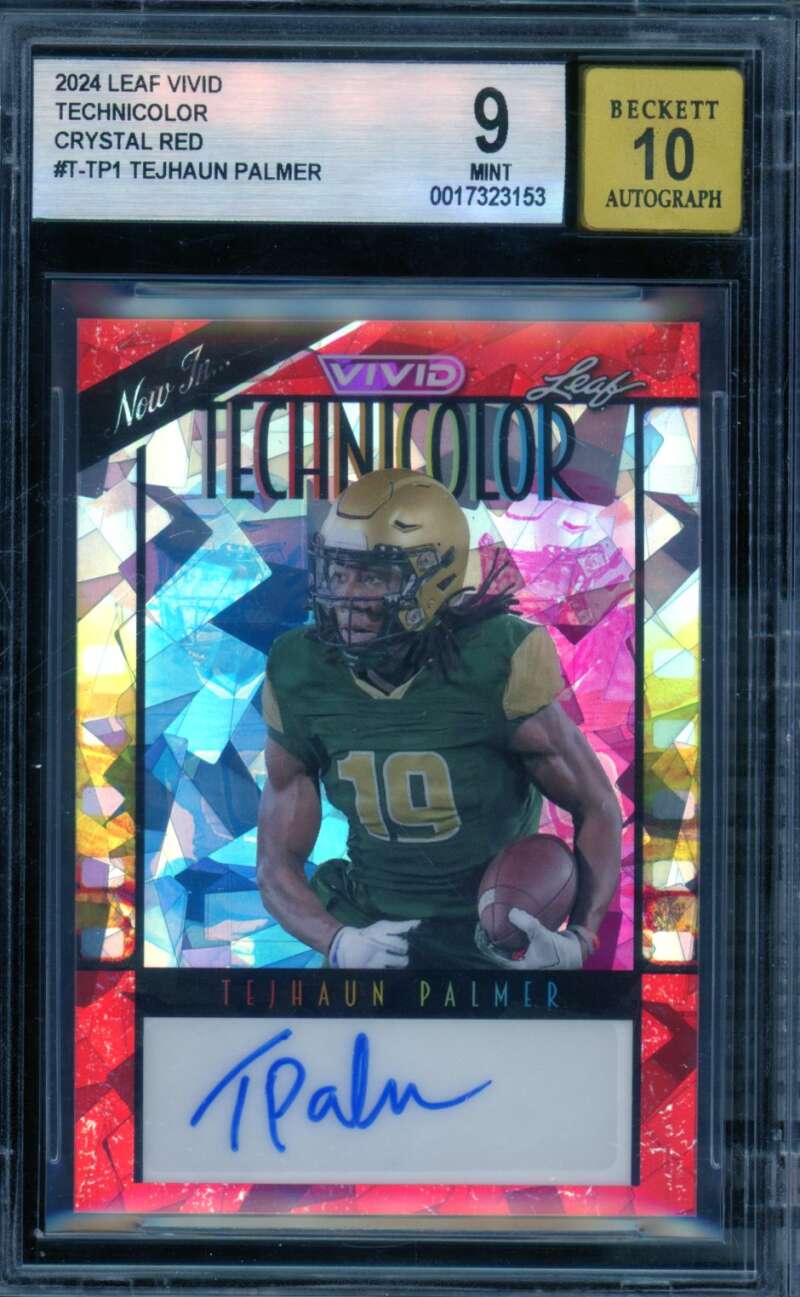 Tejhaun Palmer Card 2024 Leaf Vivid Technicolor Crystal Red (4/8) #T-Tp1 BGS 9 Image 1