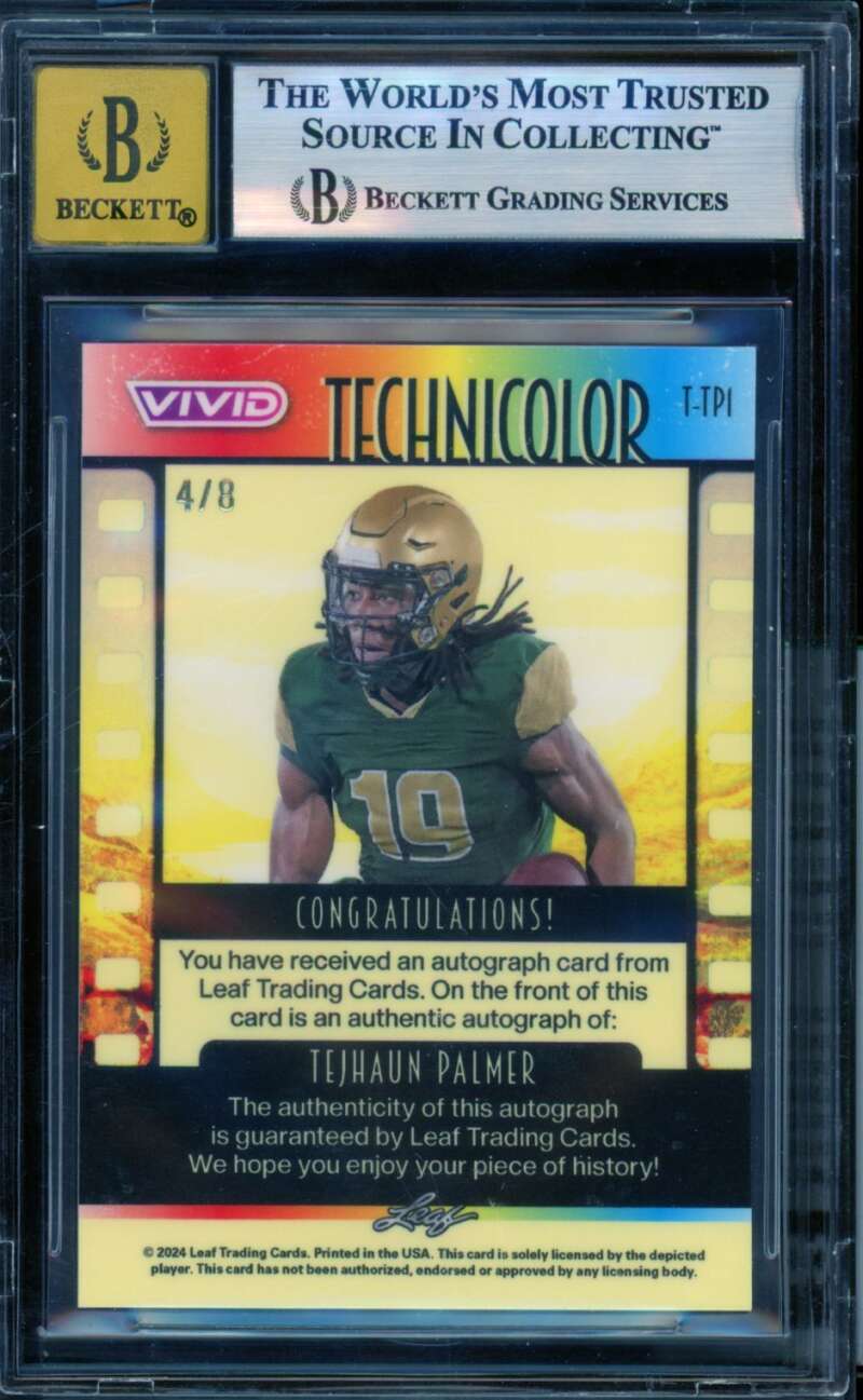 Tejhaun Palmer Card 2024 Leaf Vivid Technicolor Crystal Red (4/8) #T-Tp1 BGS 9 Image 2