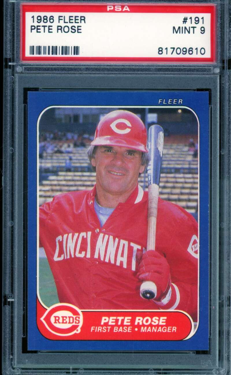 Pete Rose Card 1986 Fleer #191 PSA 9 Image 1