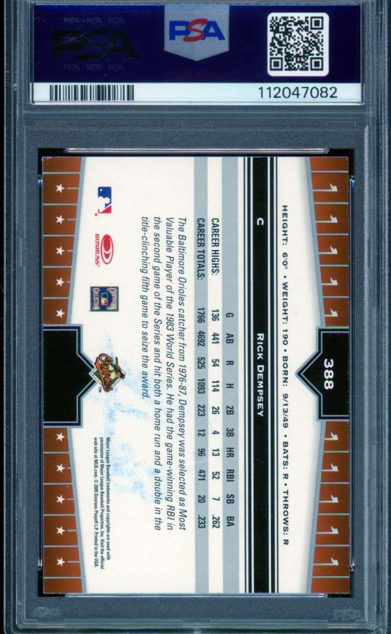 Rick Dempsey Card 2005 Donruss Champions Autograph #388 PSA 6 Image 2