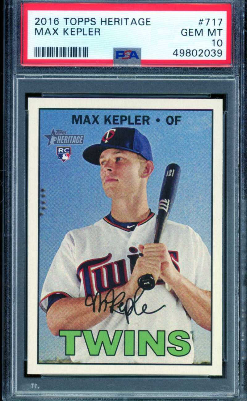 Max Kepler Rookie Card 2016 Topps Heritage #717 PSA 10 Image 1