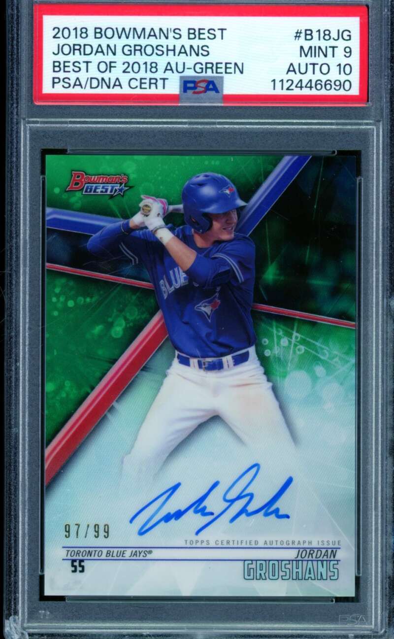 Jordan Groshans Rookie 2018 Bowman's Best Auto Best Of (pop 1) #B18JG PSA 9 Image 1