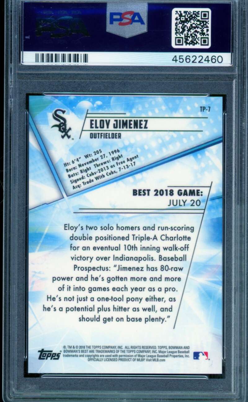 Eloy Jimenez Rookie 2018 Bowman's Best Top Prospects Atomic (pop 13) #TP7 PSA 10 Image 2