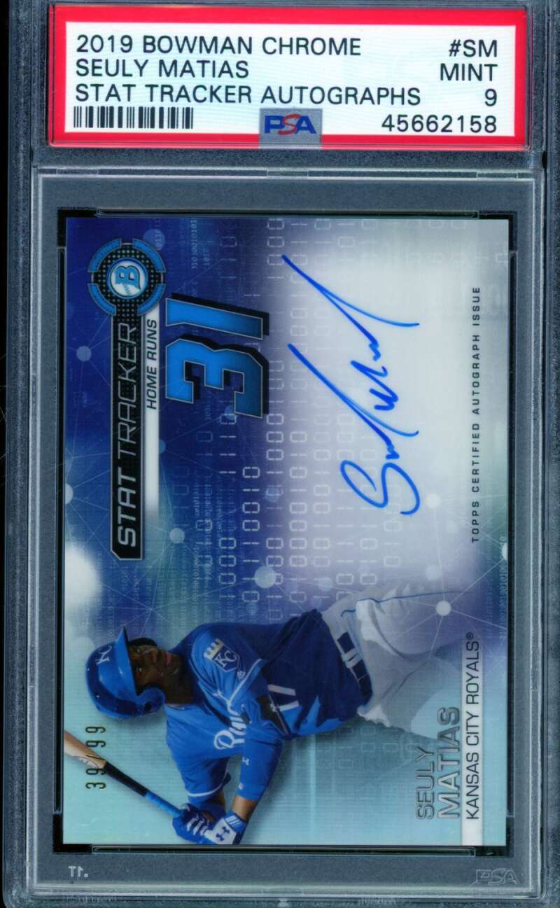 Seuly Matias Rookie Card 2019 Bowman Chrome Stat Tracker Auto (pop 1) #SM PSA 9 Image 1