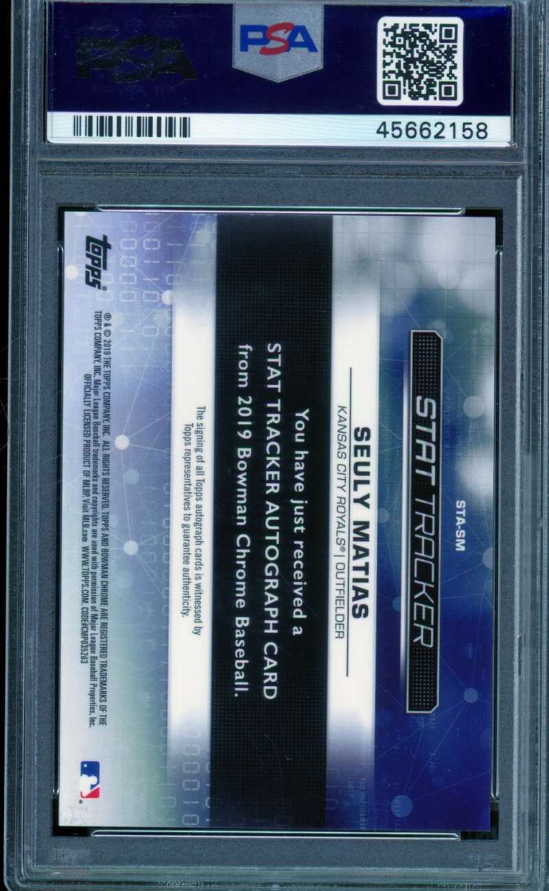 Seuly Matias Rookie Card 2019 Bowman Chrome Stat Tracker Auto (pop 1) #SM PSA 9 Image 2
