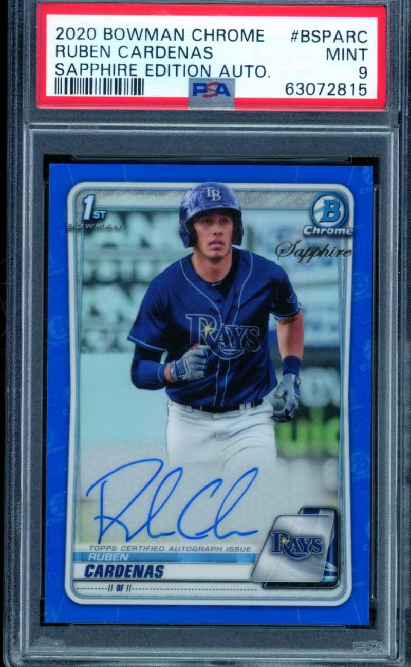 Ruben Cardenas Rookie 2020 Bowman Chrome Sapphire Edition Auto #BSPARC PSA 9 Image 1