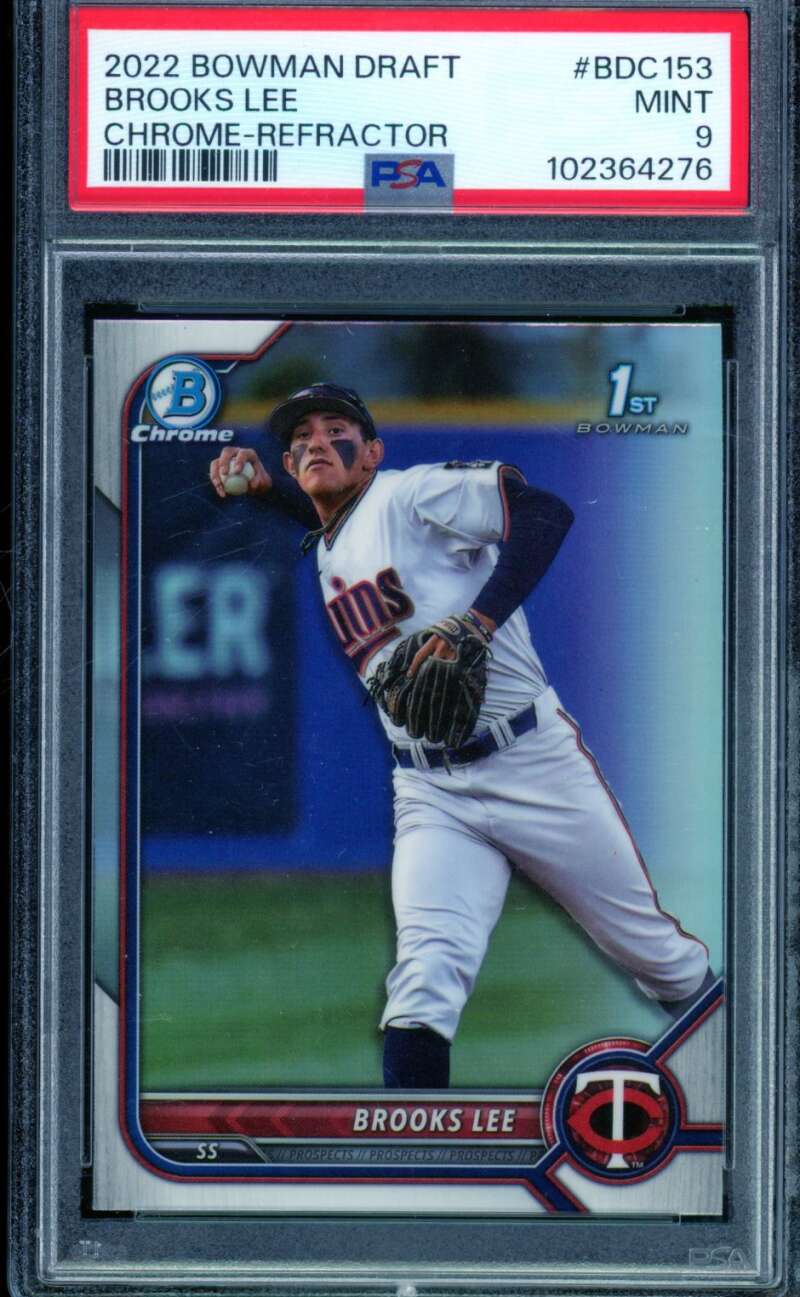 Brooks Lee Rookie Card 2022 Bowman Draft Chrome Refractor #BDC153 PSA 9 Image 1