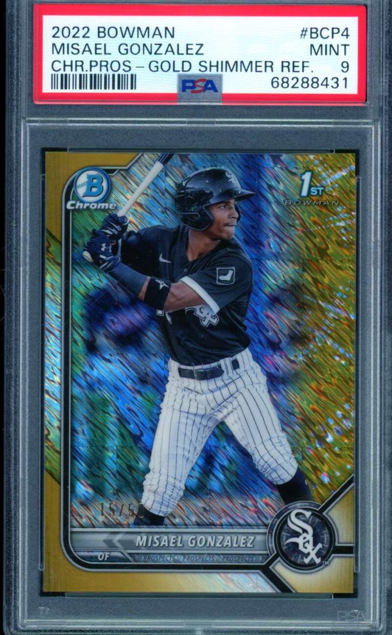 Misael Gonzalez Rookie 2022 Bowman Chrome Pros Gold (pop 2) (15/50) #Bcp4 PSA 9 Image 1