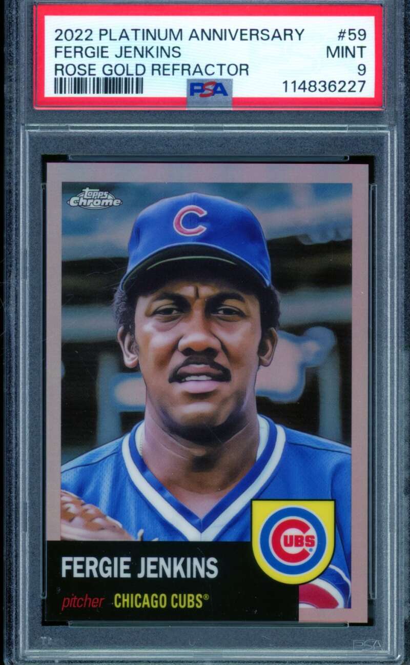 Fergie Jenkins 2022 Topps Platinum Anniversary Gold Refractor #59 PSA 9 (crack) Image 1